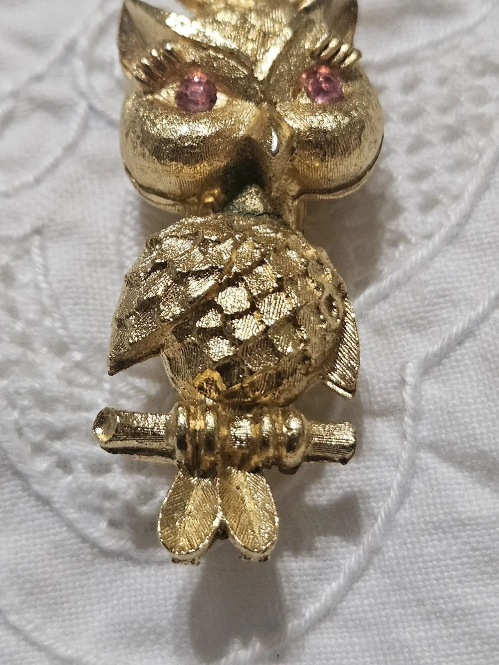 Mamselle Owl Brooch Costume Jewelry